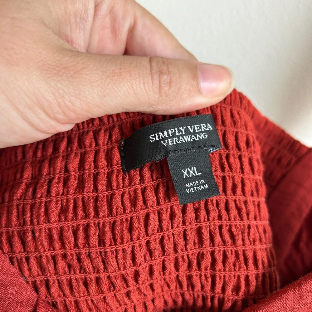 Simply Vera Vera Wang Rust Red Twist Front Smocked Back Camisole Top XXL - Picture 3 of 8